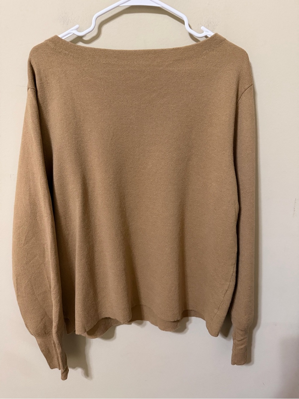 J. Crew womenās xxl chic Camel boat neck Sweater sophisticated classy wool